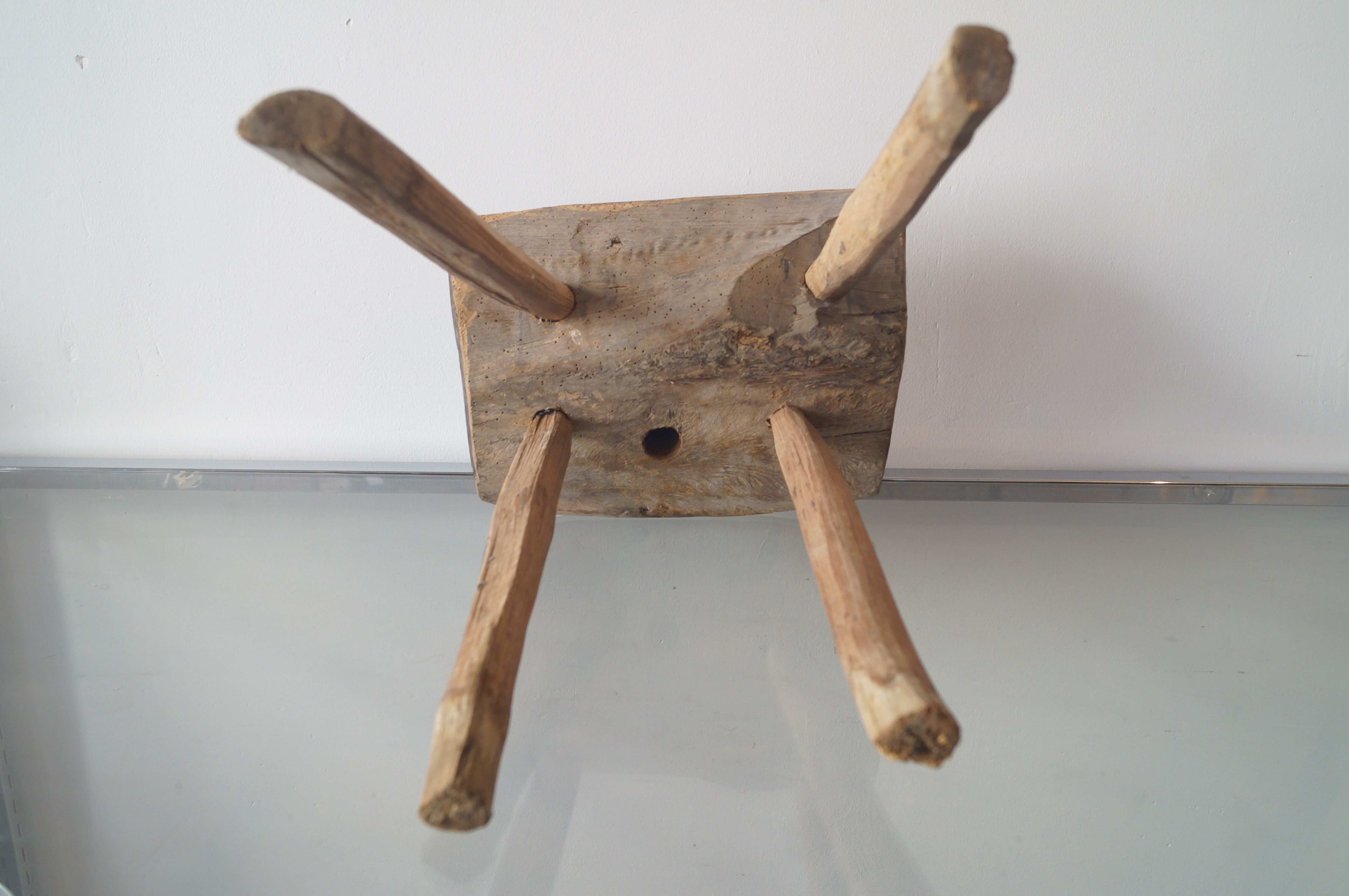 Brutalist solid wood stool