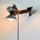 Three-light floor lamp in wood and chrome metal, Spain 1970s.