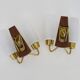 Pair of Scandinavian wall sconces in teak, brass and opaline glass globe