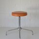 Vintage Orange Adjustable Swivel Vanity Stool Mid Century Modern Style 1970