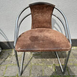6 chaises design vintage chrome et daim
