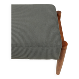 Footrest in vintage style, wooden pouffe, corduroy fabric , Graphite upholstery