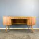 Desk with glass top, walnut, 1950s