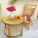 Rattan double tray table