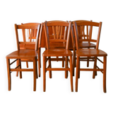 Ensemble de 6 chaises bistrot en bois Luterma 1950