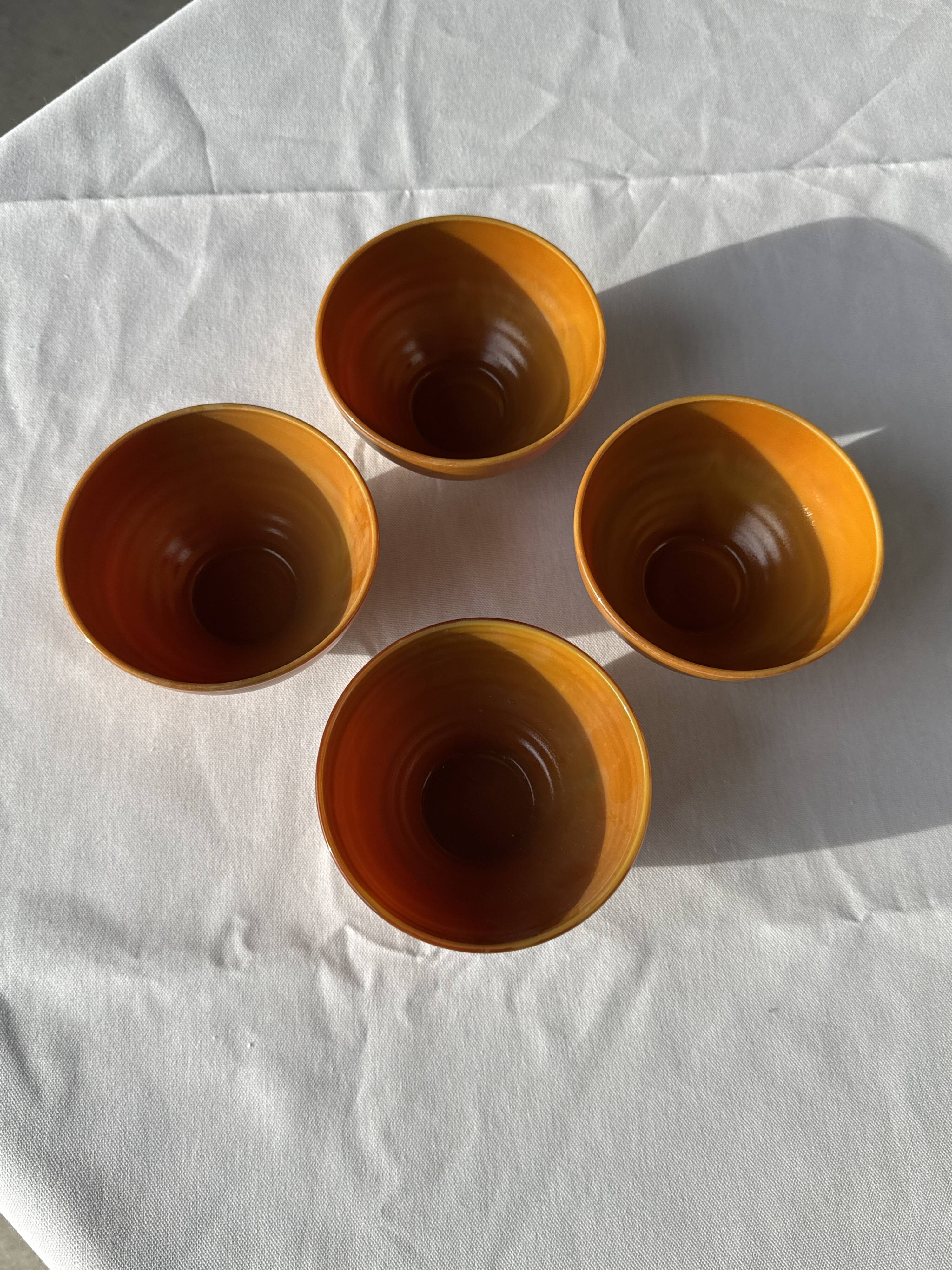 Lot de 4 petits bols marrons en verre H12 D13