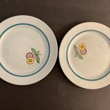 Set of 6 dessert plates in old earthenware from Sarreguemines, Diablerets model