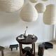 Suspension en rotin et lin naturel japonisante en forme de goutte