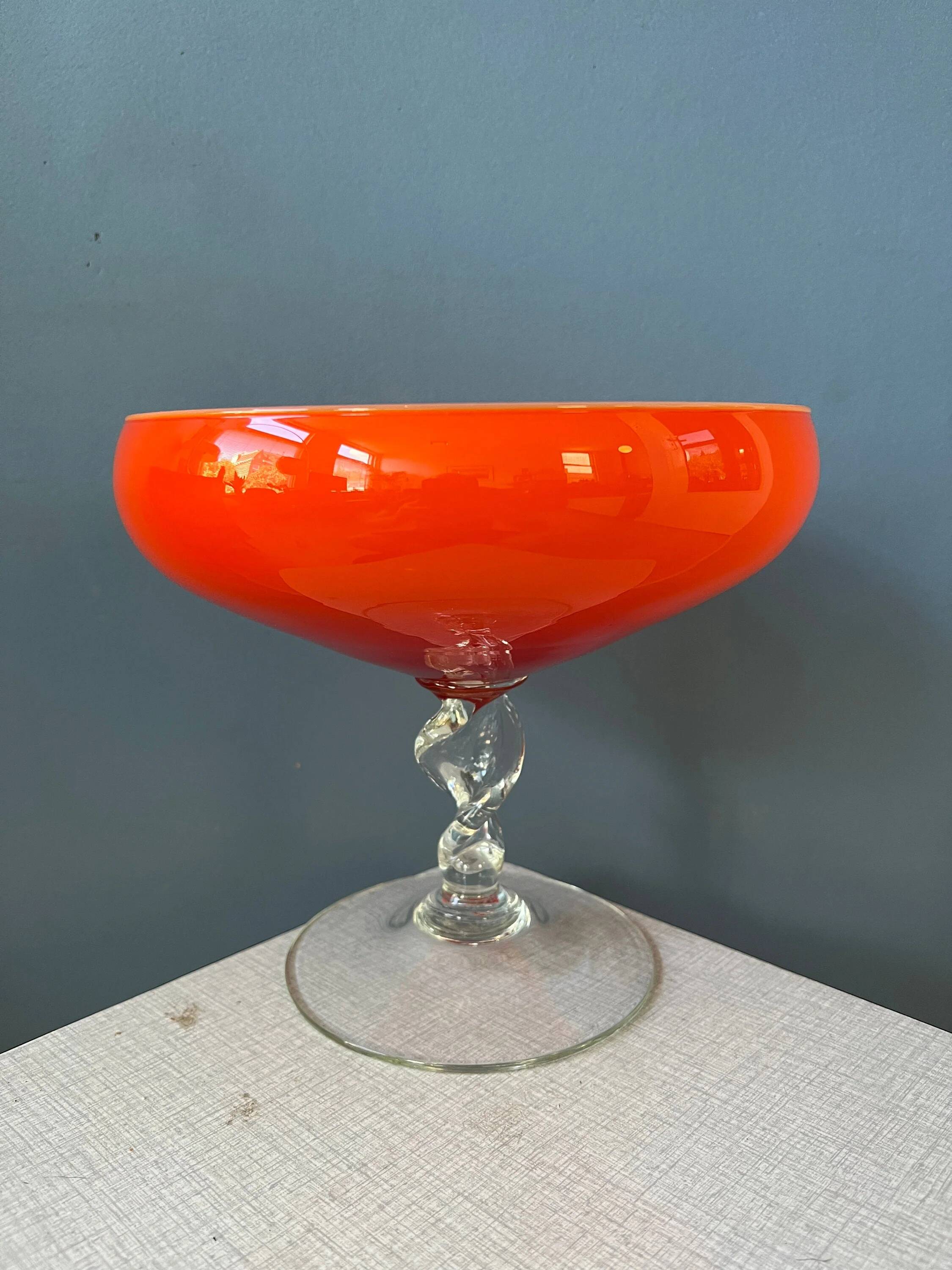 Vintage Murano glass vase, orange/red colour.