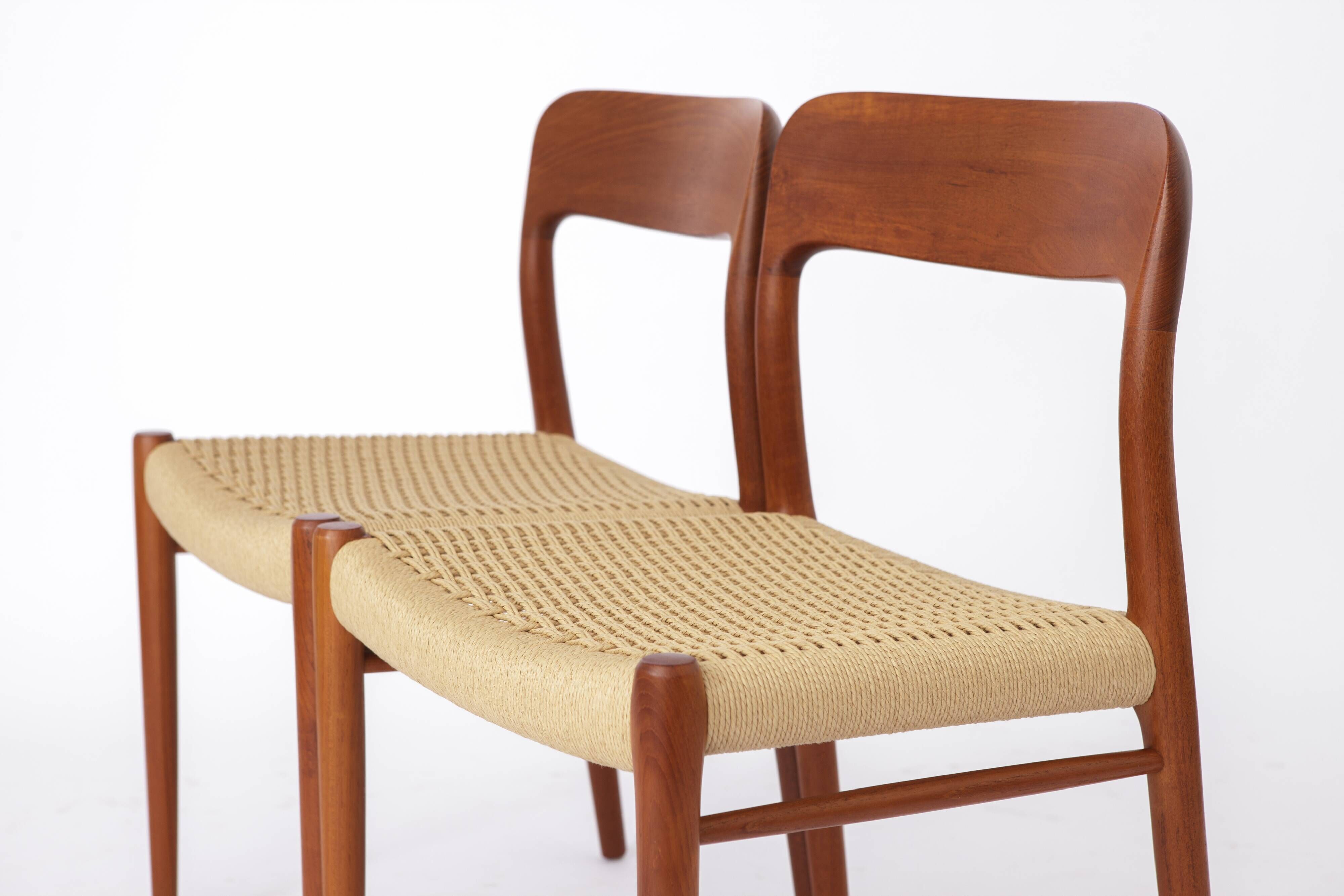 Large Set of 8 Niels Otto Møller Teak Dining Chairs – Model 75 (1950s)