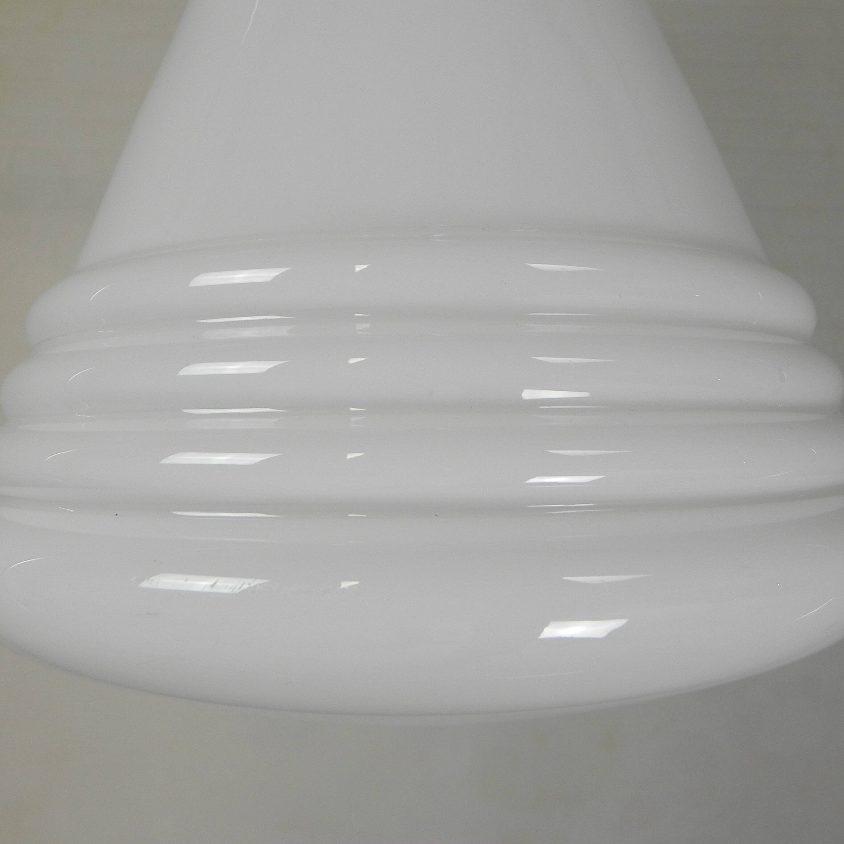 Art Deco pendant lamp with ribbed white globe, 1930s