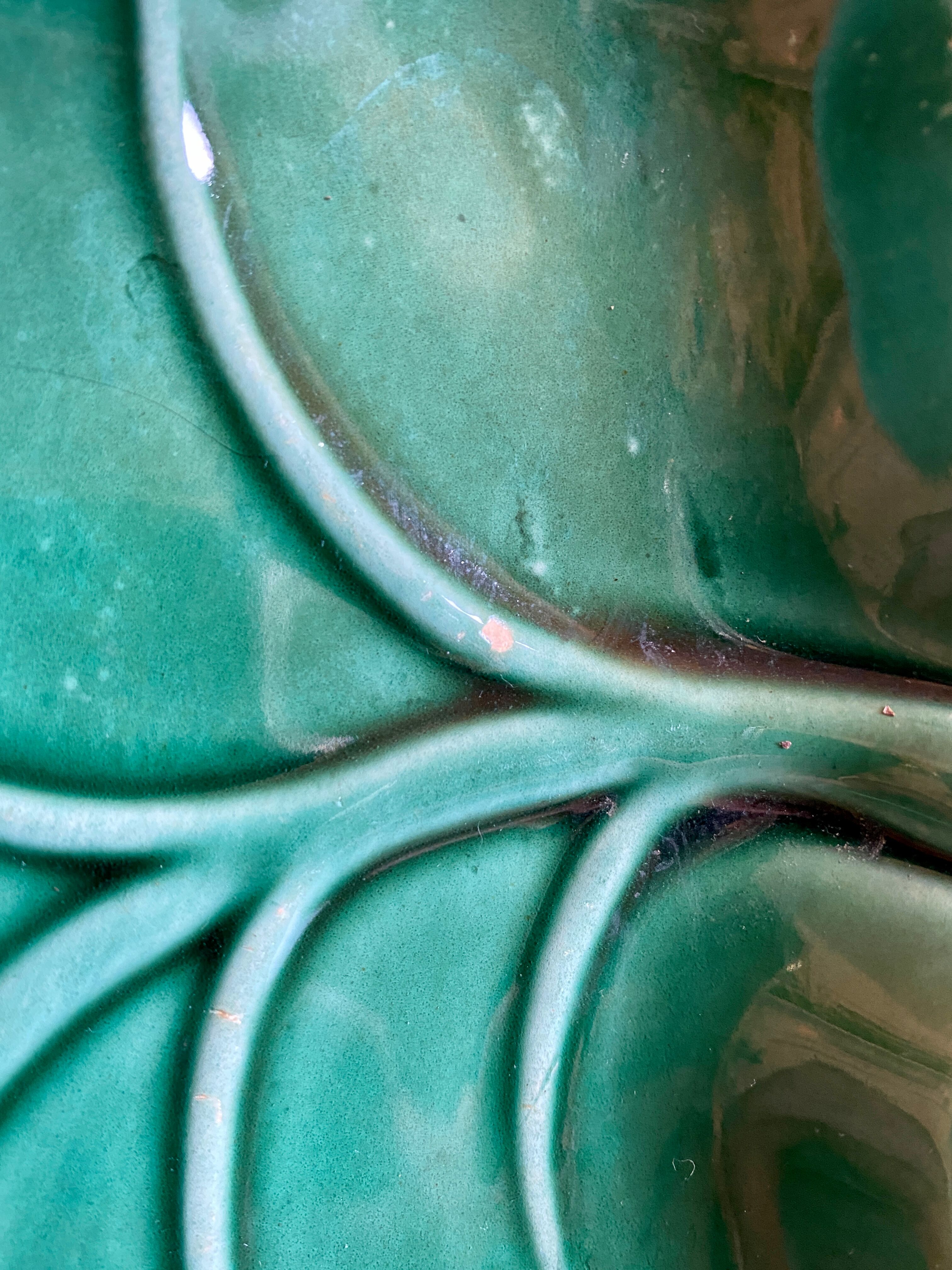 Set of 5 vintage pockets or raviers in green and gold ceramic