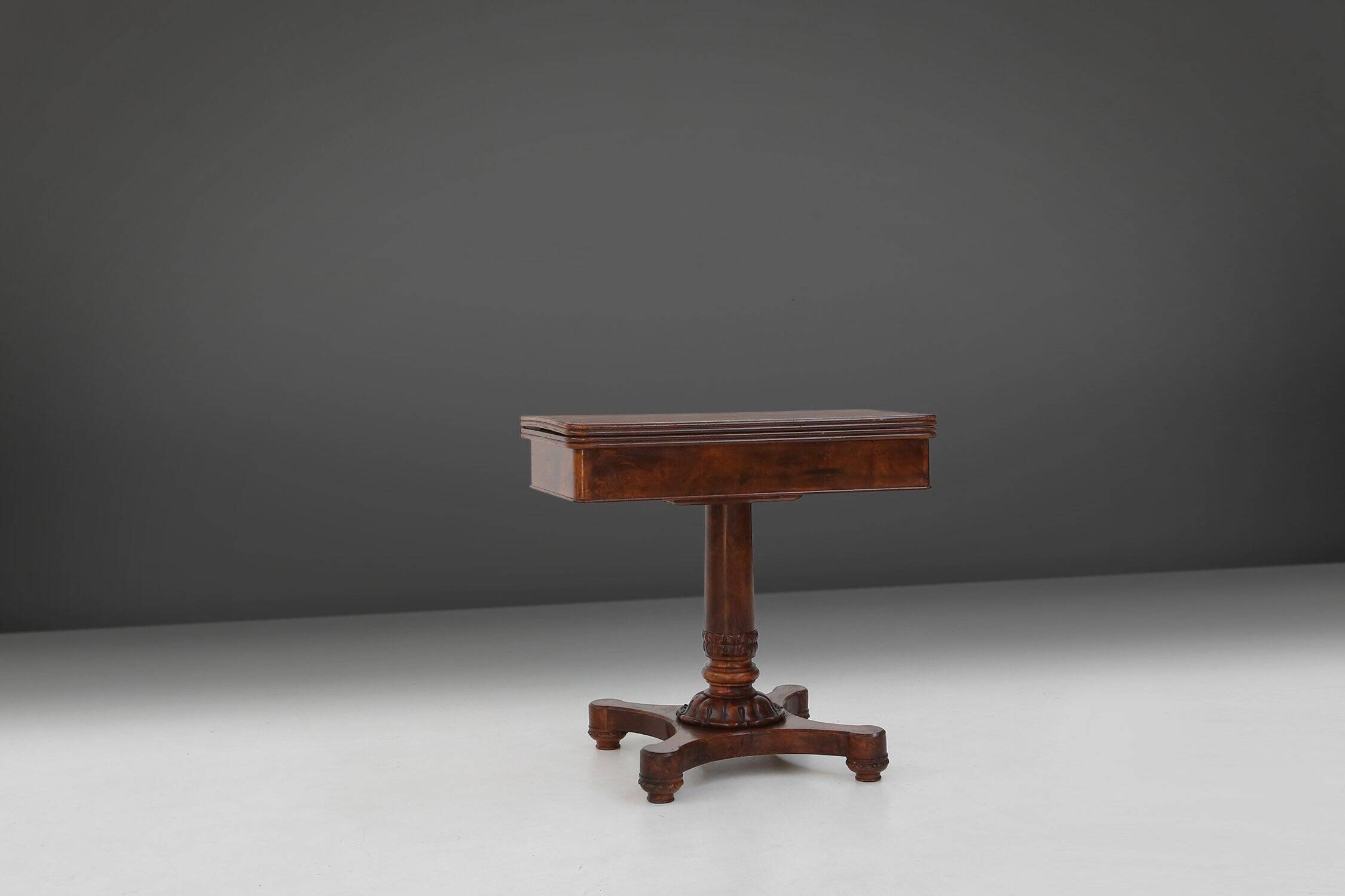 Victorian Burl Wood Folding Card Table, UK, 19th Century