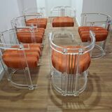 Set of 6 Acrylic and Chrome Chairs, Italy, 1970s