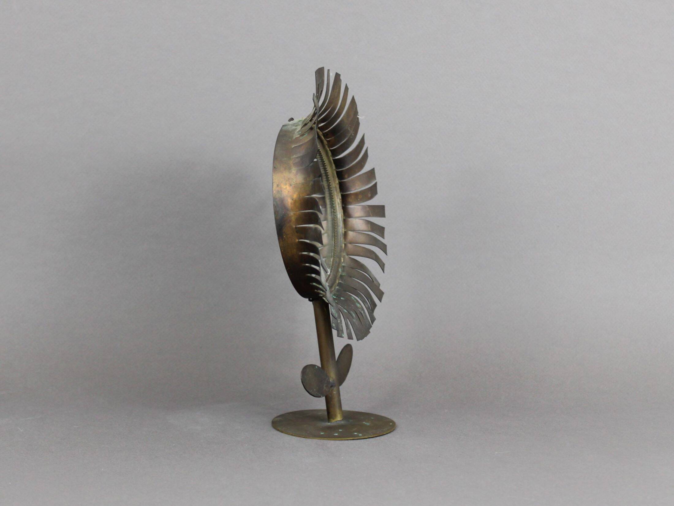 Jean Vinay flower mirror 1960s, In copper & brass