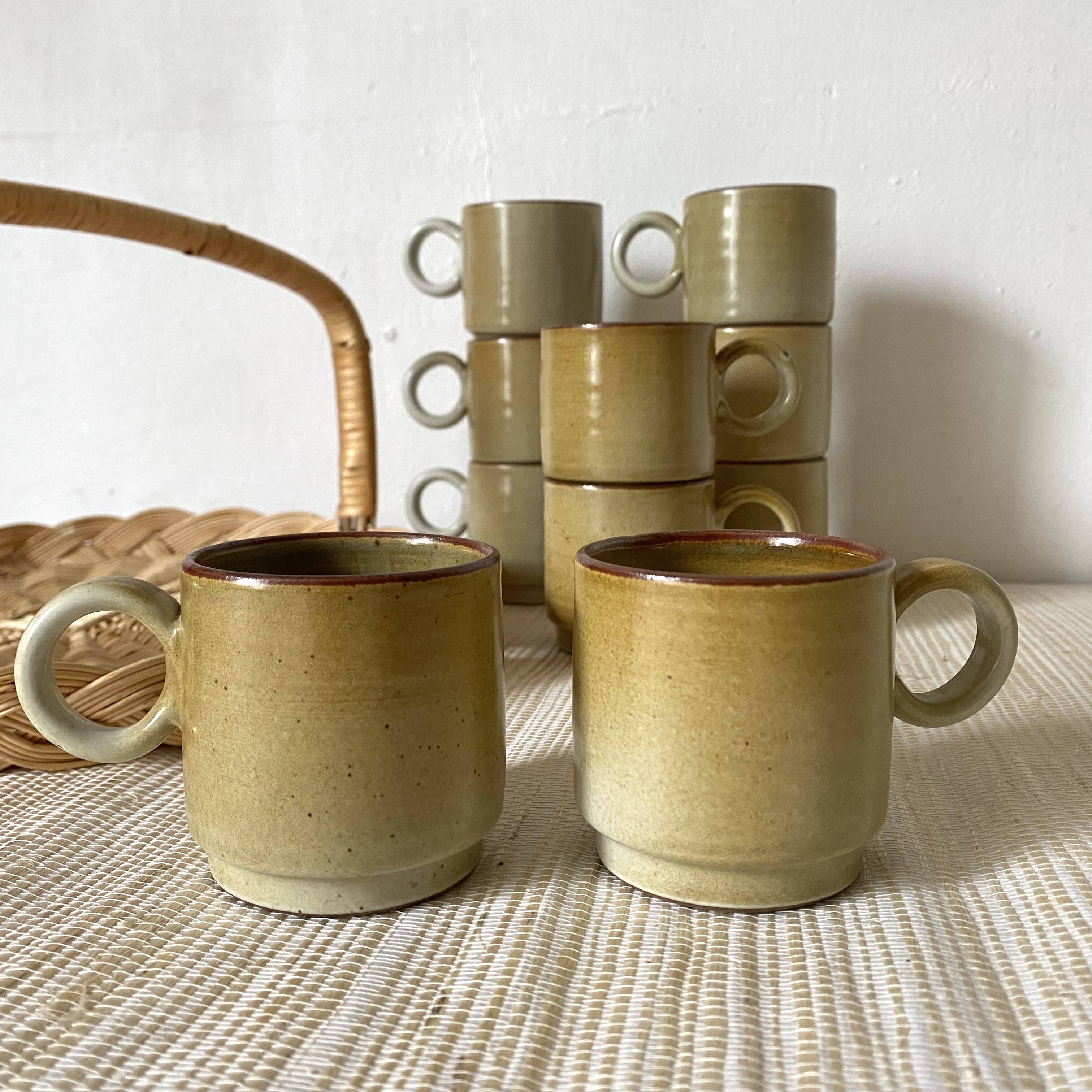 Stoneware coffee mugs