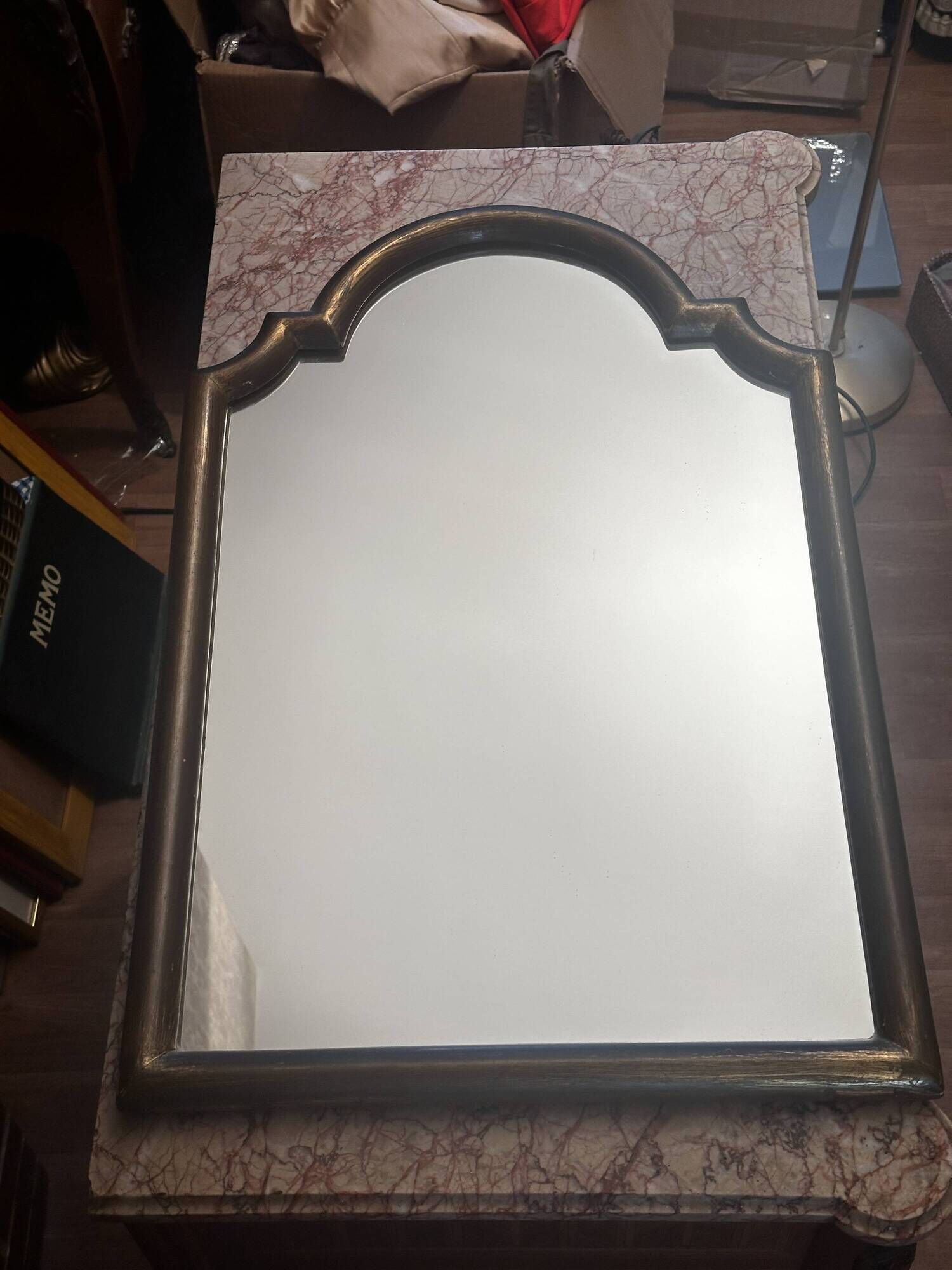 Antique gilded wooden mirror called gendarme hat h 64 / l 43.5 cm