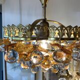 Murano ceiling light yellow flowers and glass balls 1970