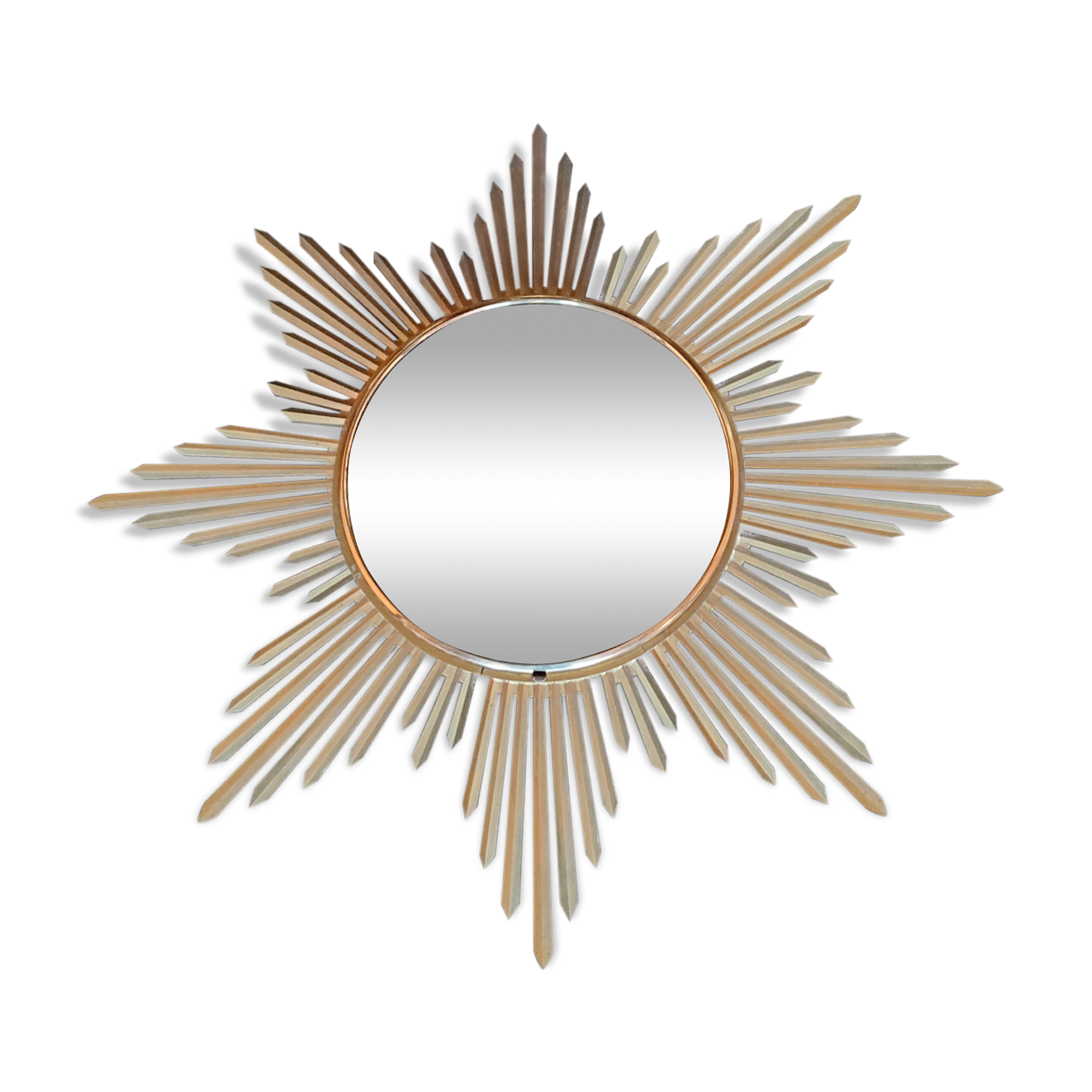 Golden metal 1950s sun mirror 45cm