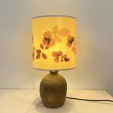 Vintage brutalist stoneware ceramic lamp base with dried flower shade