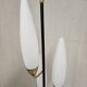 Lampadaire tripode vintage – Laiton & opaline blanche – Années 1960