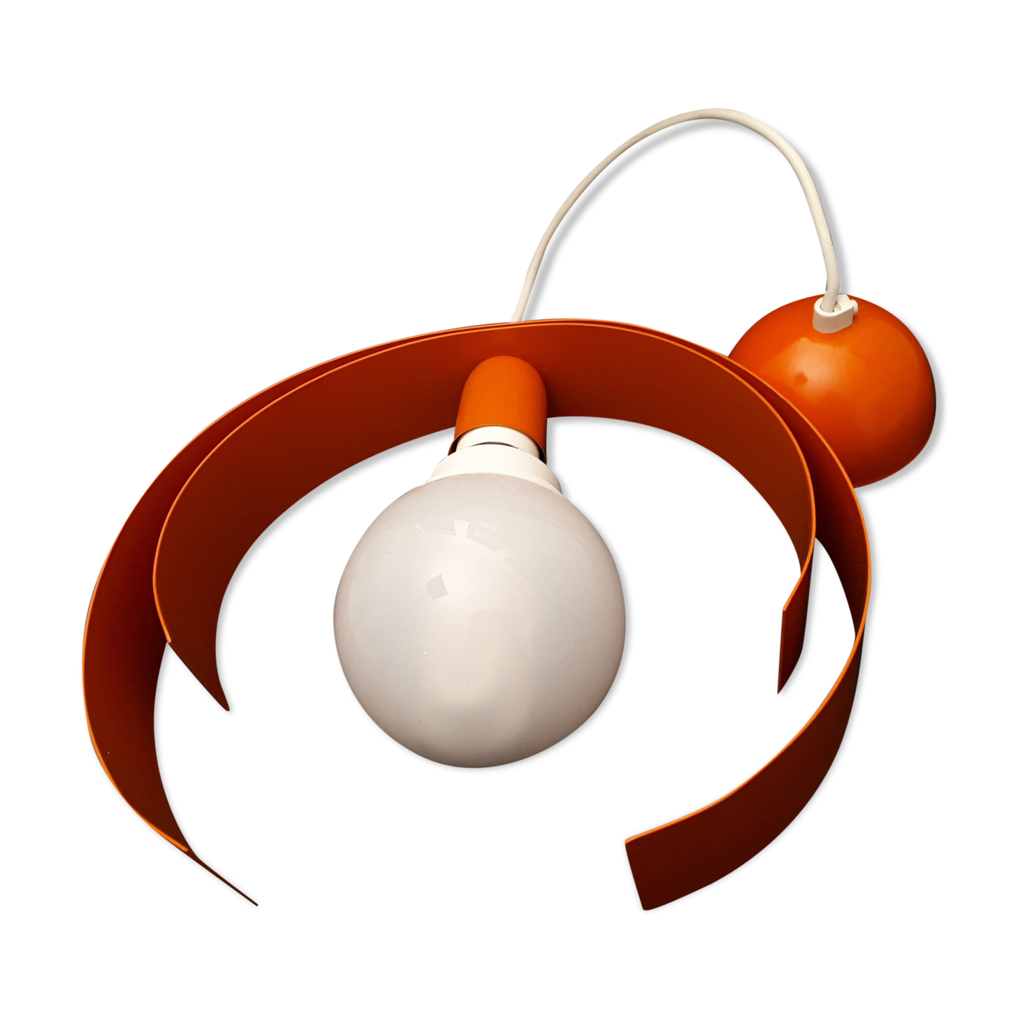 Orange metal suspension light
