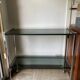 Vintage chrome dessert table, 2 smoked glass trays.