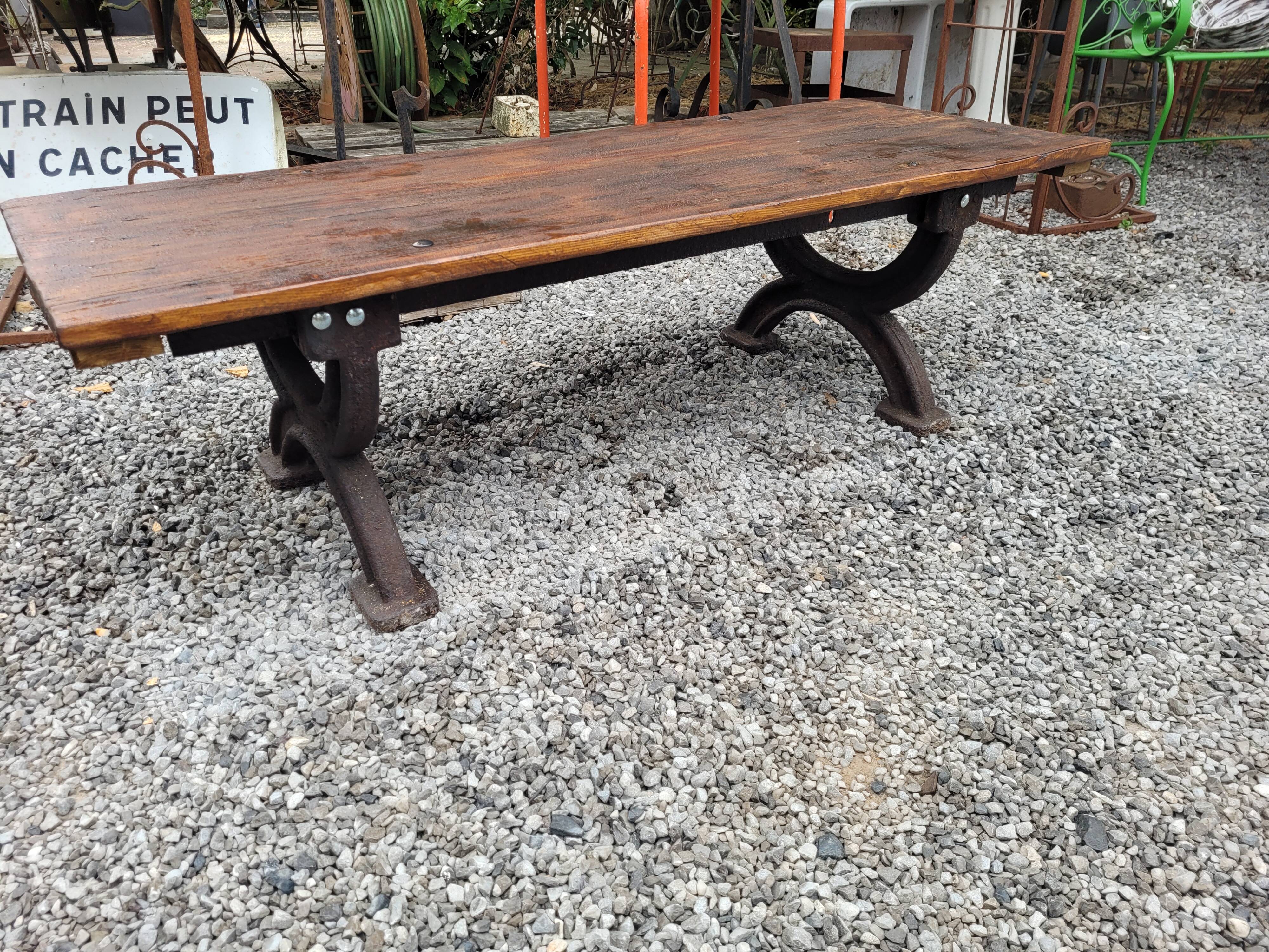 Bench or garden coffee table cast iron legs 150×56cms