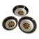 Set of three Italian deep plates from the 1970s, with ochre brown floral decoration.