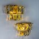 Pair of Kinkeldey 2-tier cut crystal wall sconces, gilt brass, Germany, 1970s
