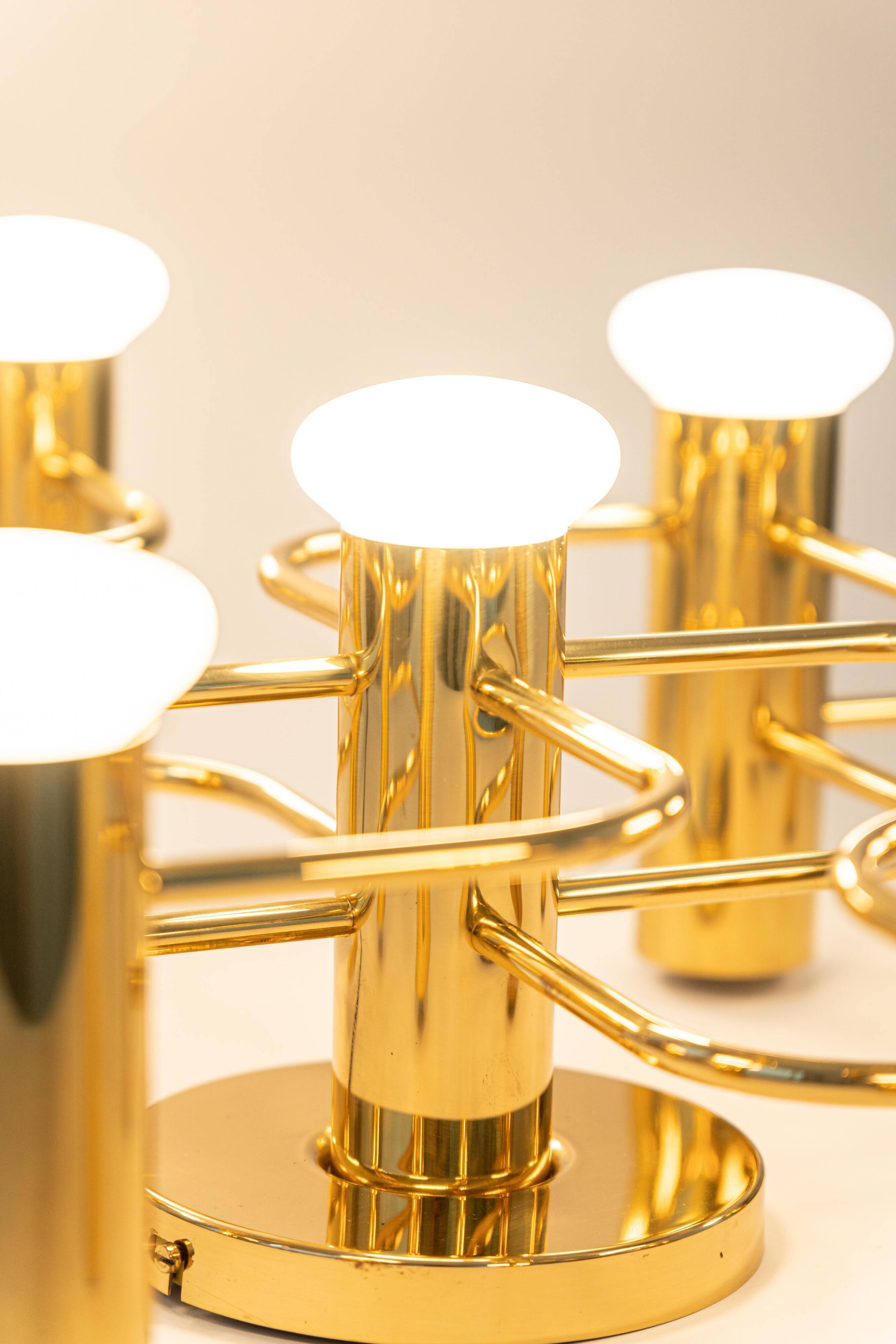 1 of 2 Sciolari Leola wall-mounted ceiling light in brass, Germany, 1970s