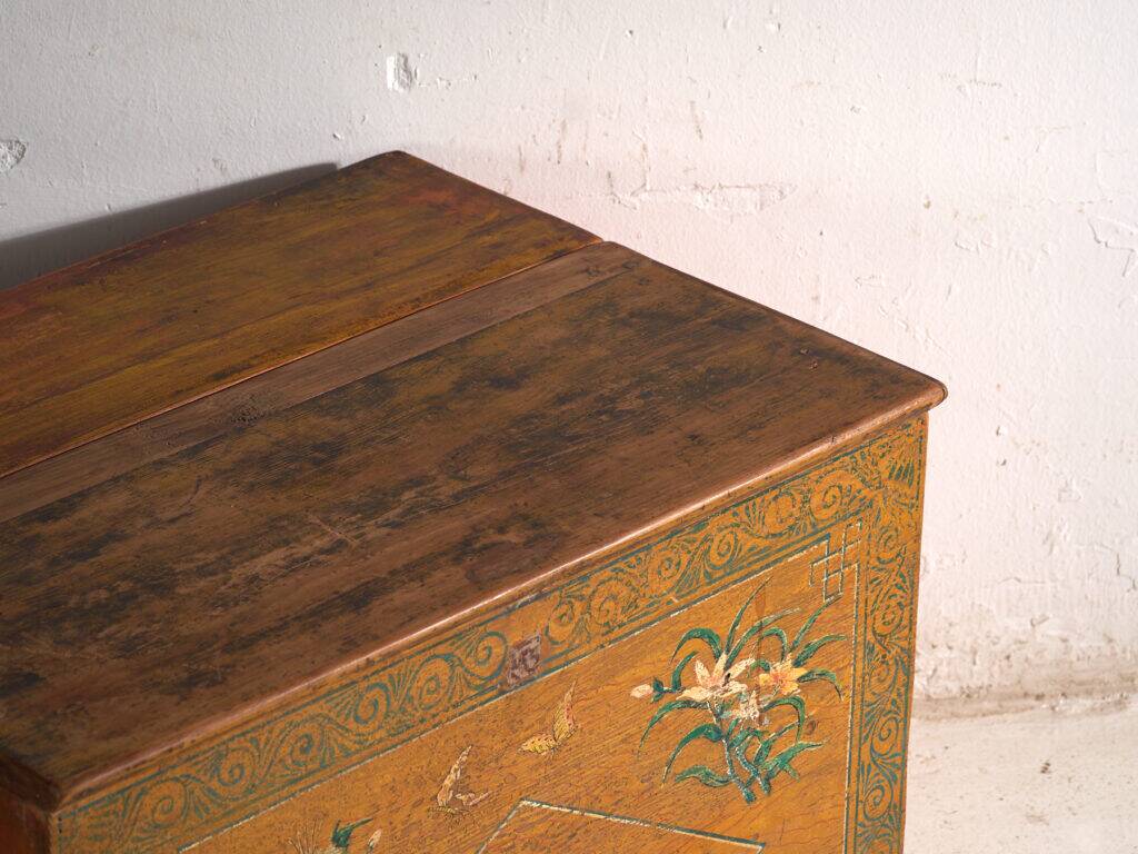 Antique Chinese painted elm wood chest – China, circa 1900