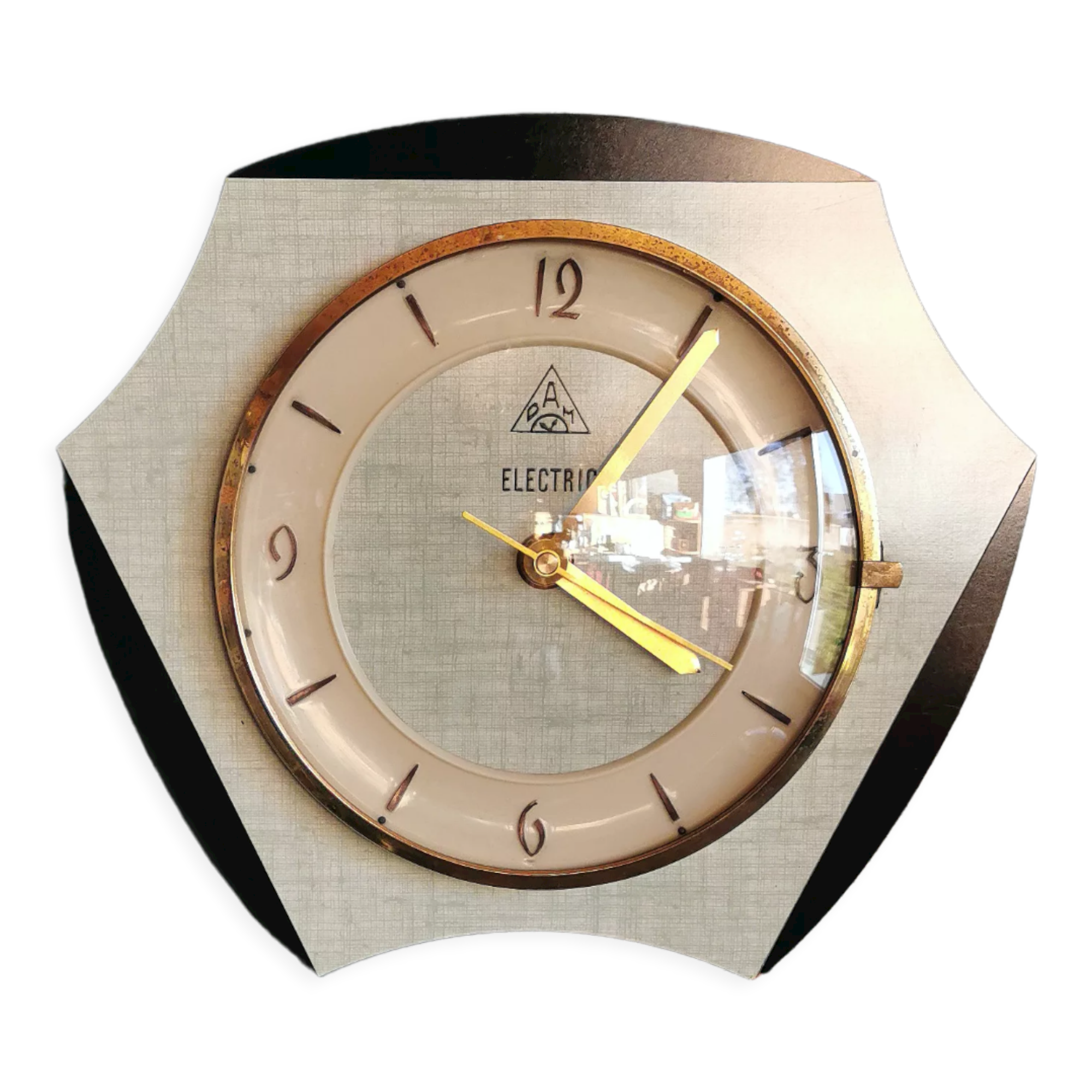 Horloge formica vintage pendule murale silencieuse "DAM electric vert noir"