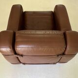 Prototype armchair in brown imitation leather by Michel Ducaroy, France 1970s