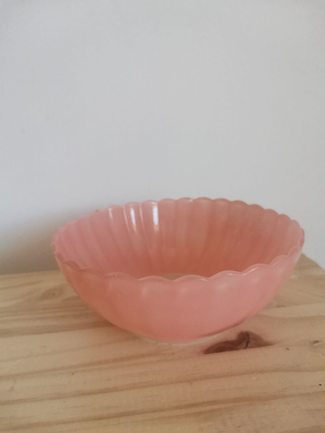 Fluted glass bowl vintage flower pink huilor dulciné