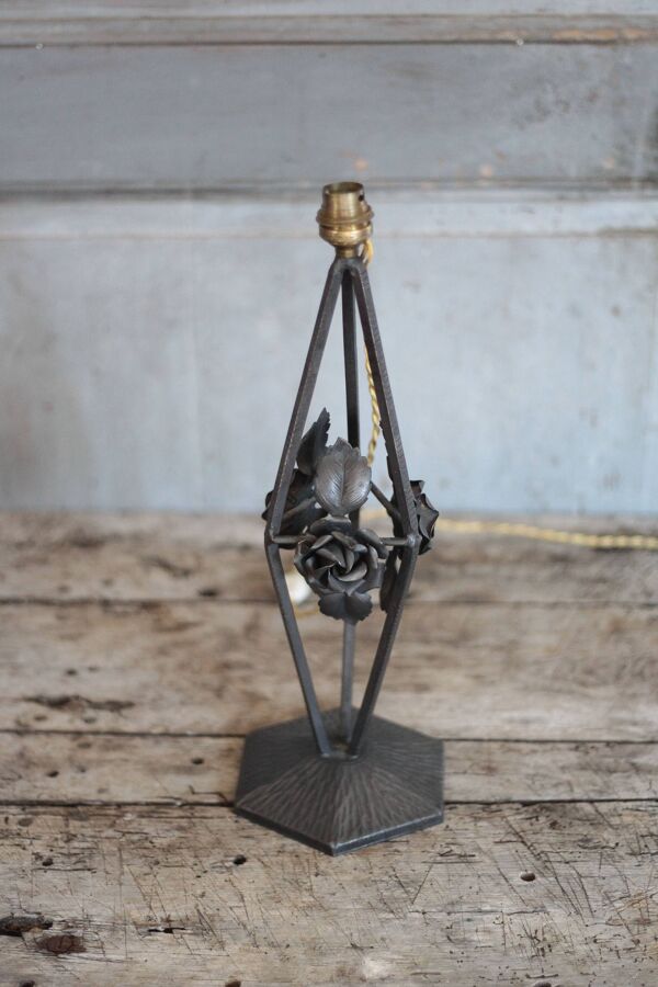 Lampe fer forgé vintage, lampe à poser, lampe de table, ferronnerie, lampe