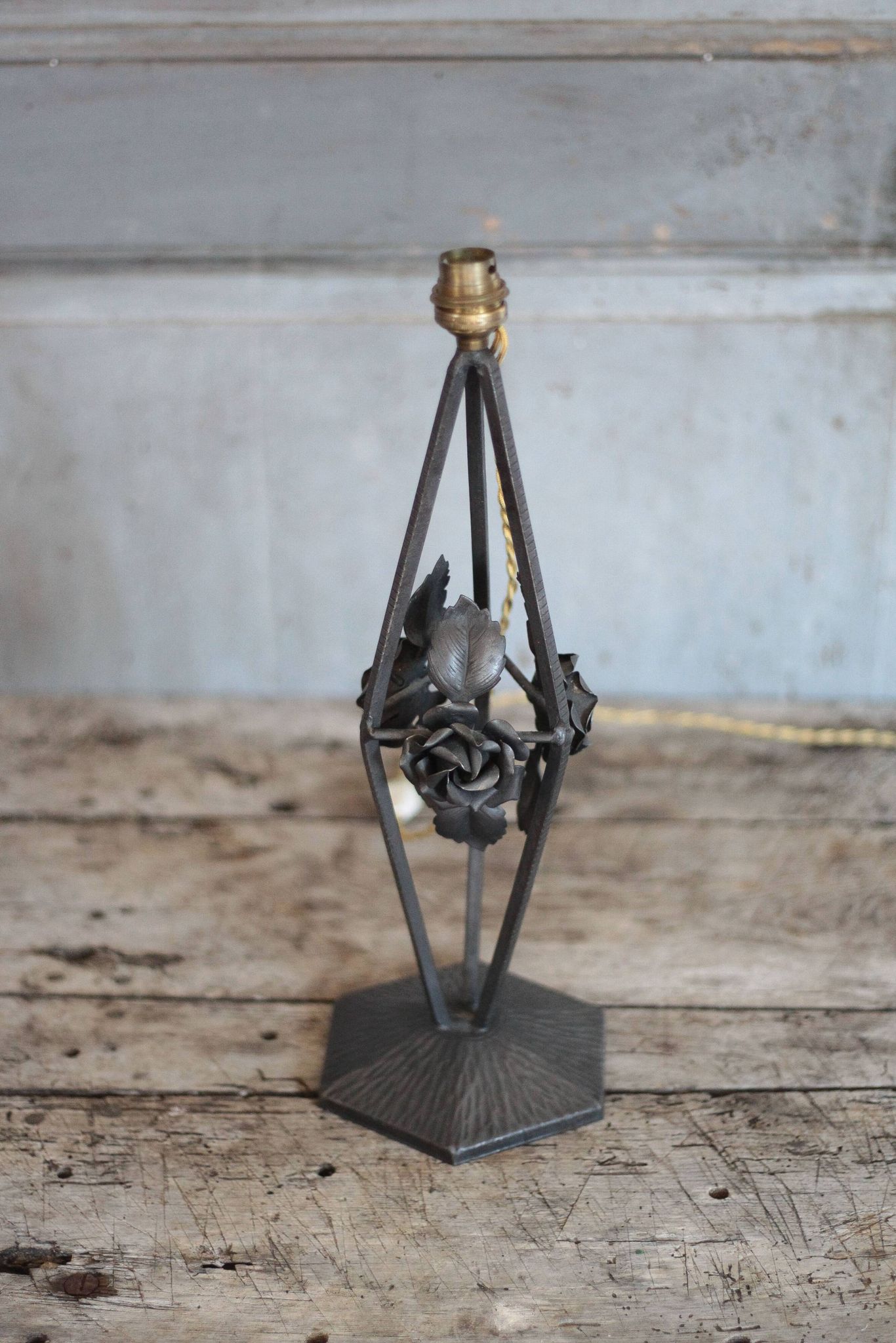 Vintage wrought iron lamp, table lamp, ironwork, lamp