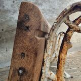 Antique garden bench oak on cast iron legs 125 cm