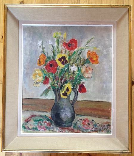 Oil on canvas, bouquet of flowers