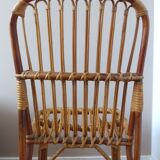 Chair, bamboo and rattan vintage, 70s.