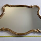 Vintage stucco and gilded wood mirror in Louis XV style, baroque, 78 cm