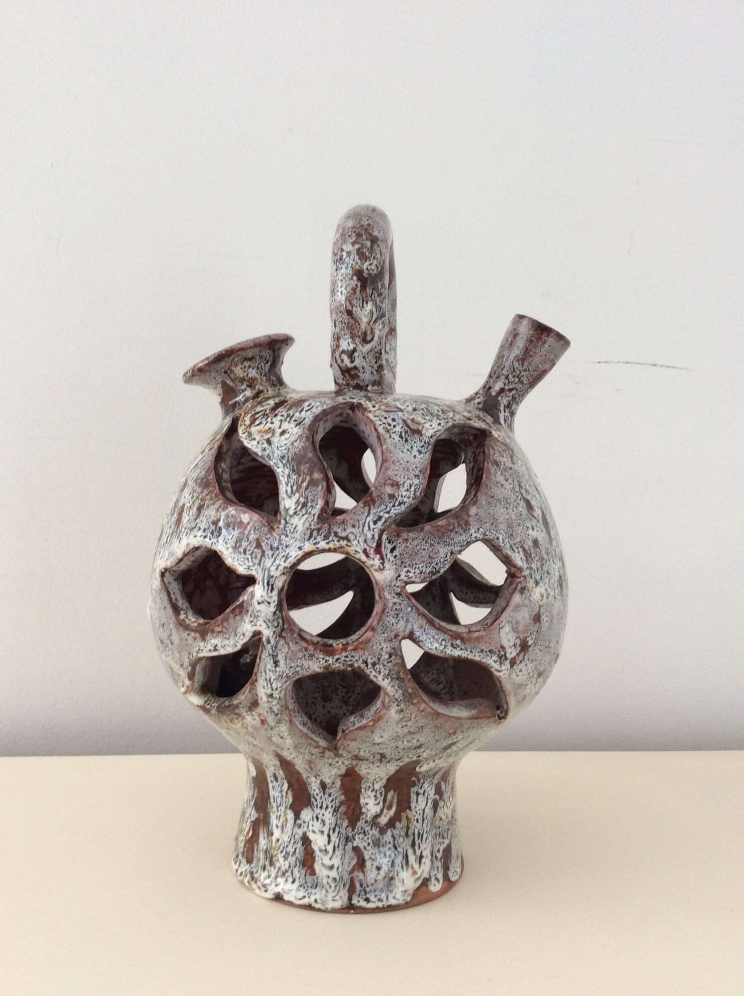 Vallauris lamp from the 60s in openwork ceramic