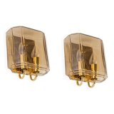 Large smoked glass wall sconces by Limburg, Germany.