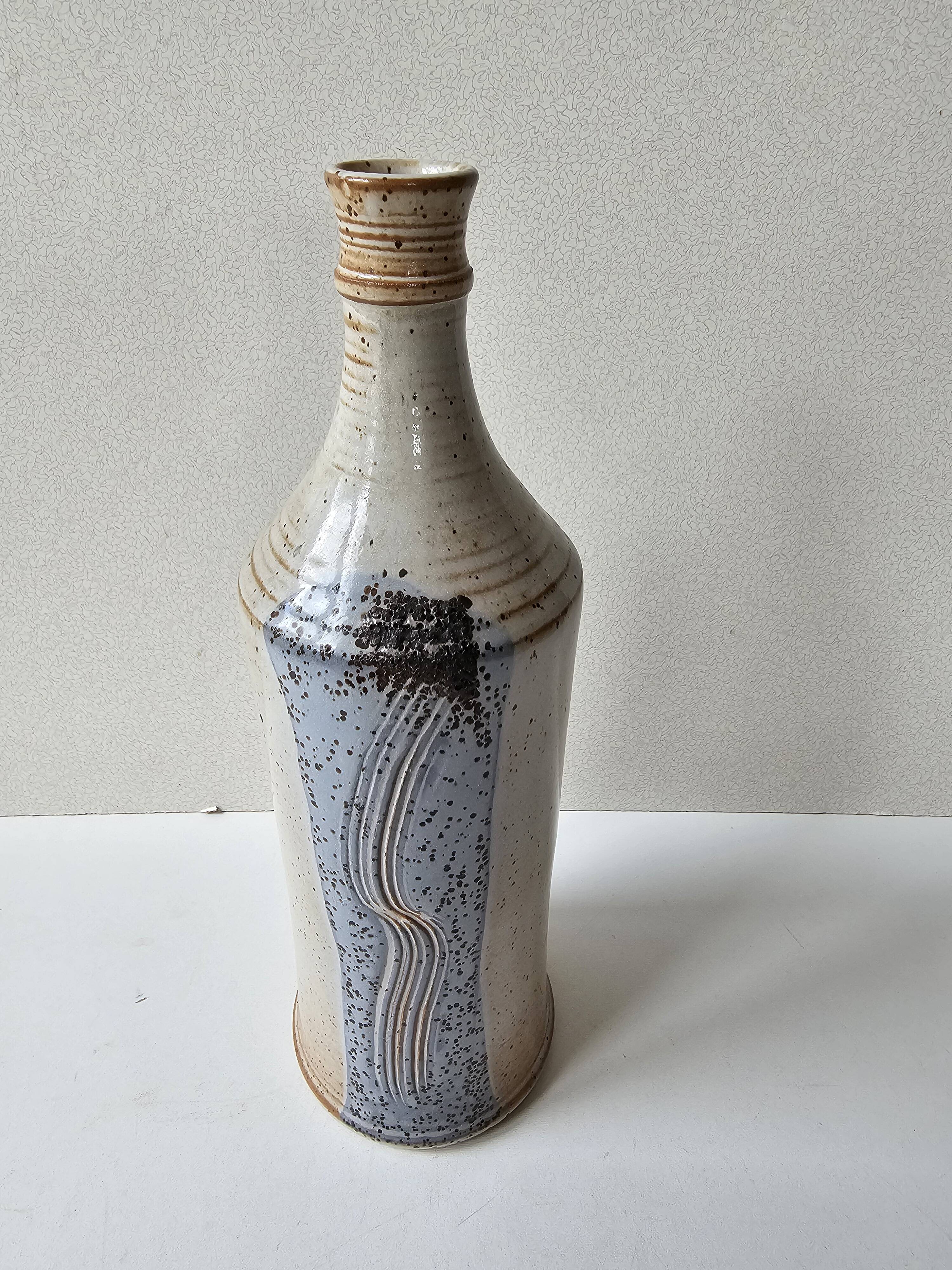 Ceramic soliflore vase bottle signed C. Dangon (Salins)
