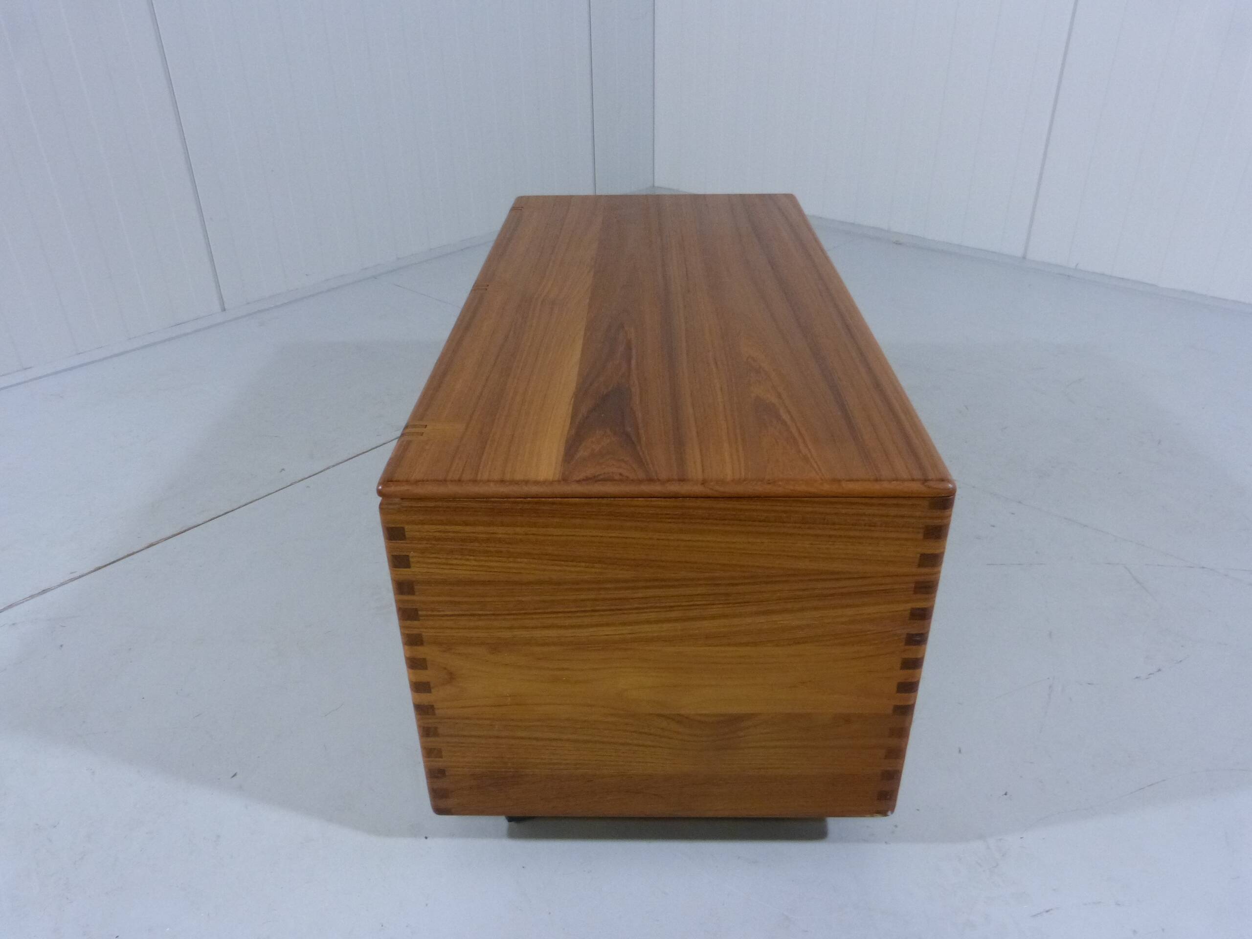 Salin Nyborg Teak Chest / Storage Box / Side Table on Wheels Denmark 1960s