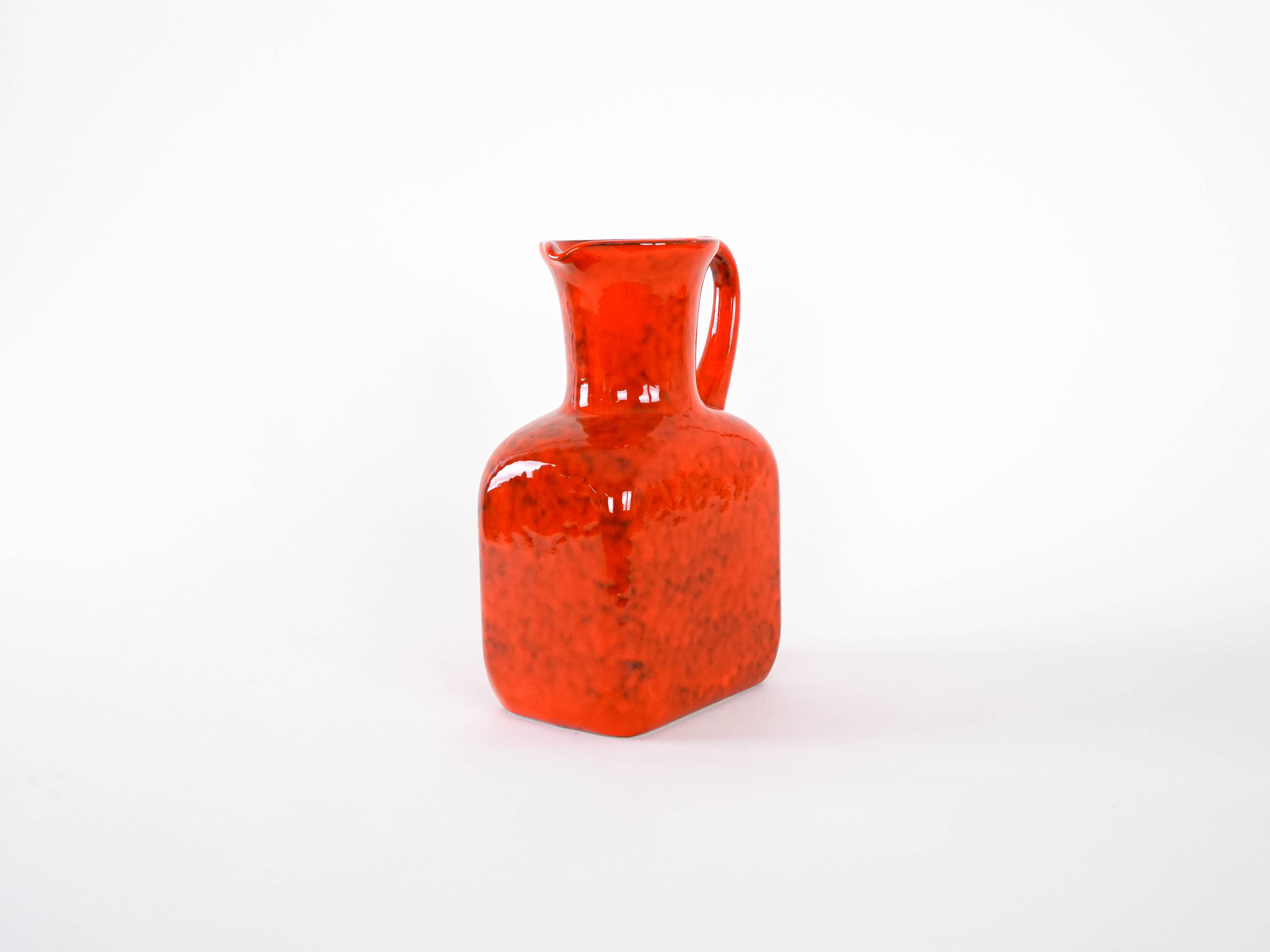 Red ceramic vase, Italian design, 1960s, made in Italy