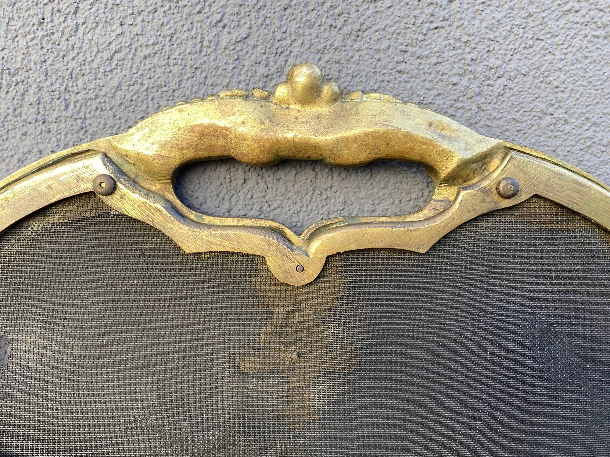 19th century fireplace fire guard by Bouhon Frères in bronze, French spark guard 1880