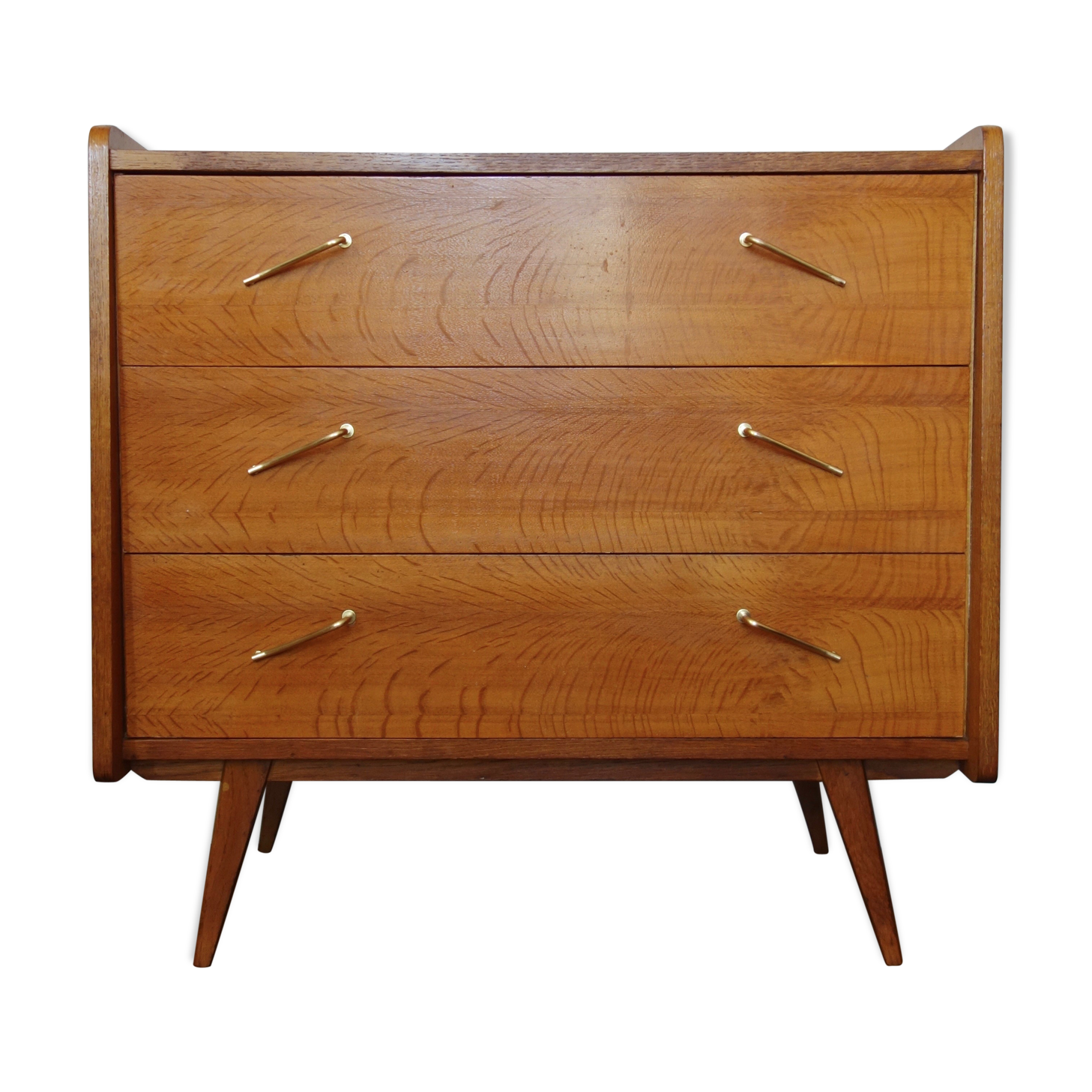 Chest of drawers in oak with compass feet of the 1950s
