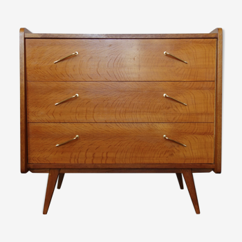 Chest of drawers in oak with compass feet of the 1950s