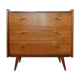 Chest of drawers in oak with compass feet of the 1950s